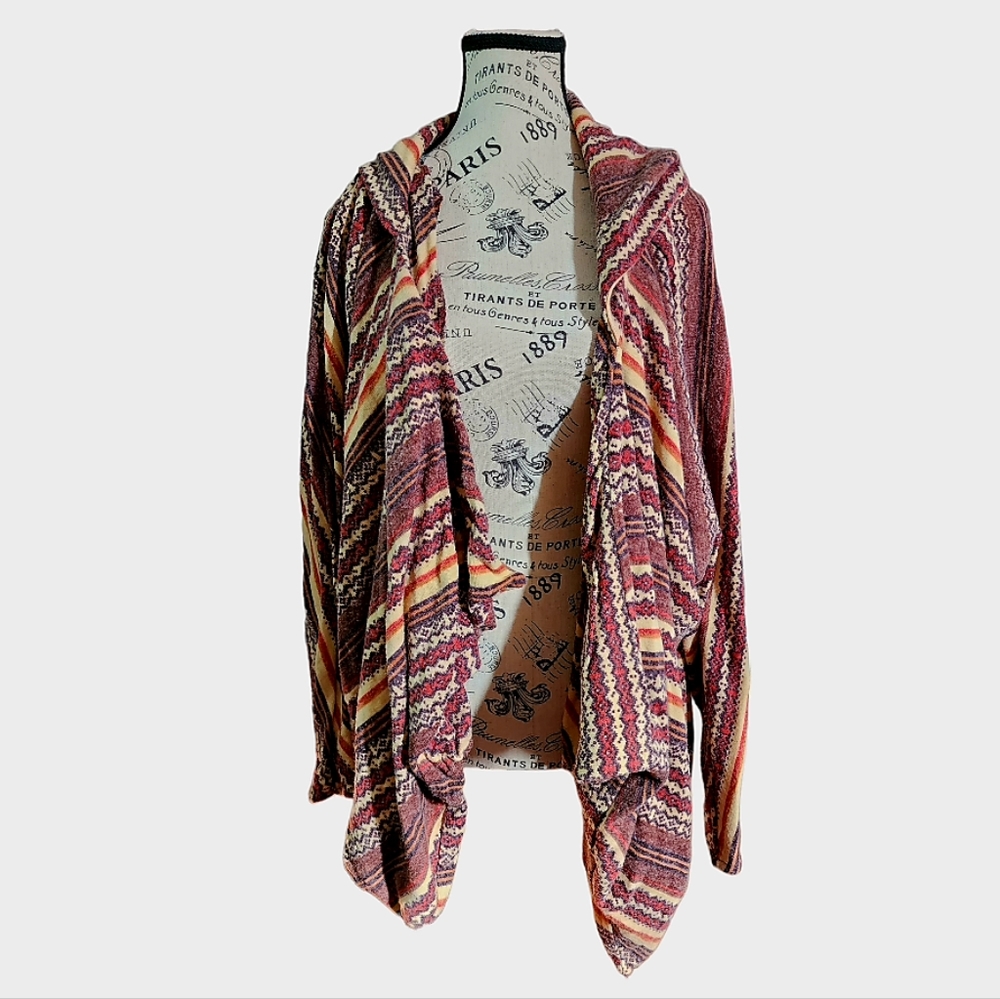 Papaya Open Front Lightweight Hooded Cardigan One Size Medium